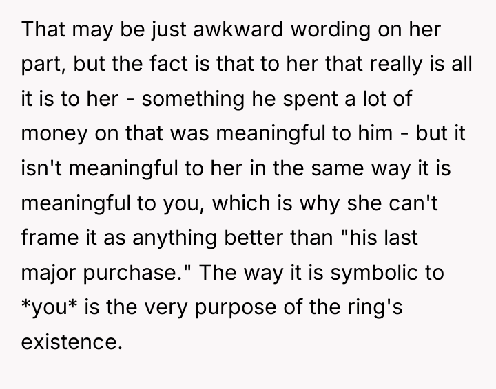 That may be just awkward wording on her part, but...
