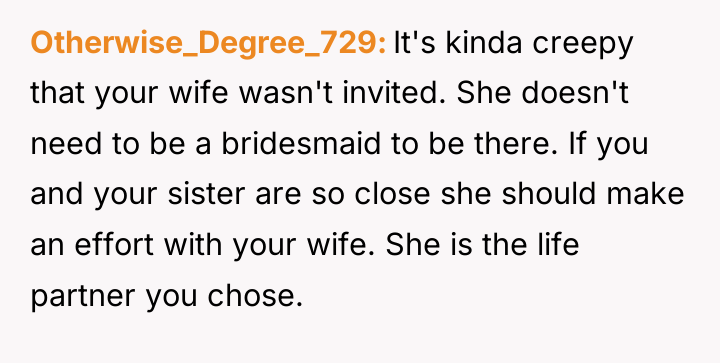 Otherwise_Degree_729 It's kinda creepy that your wife wasn't invited. She...