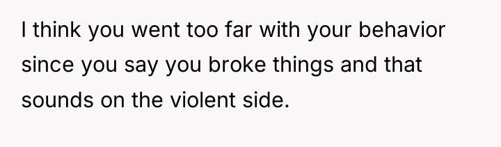 I think you went too far with your behavior since...