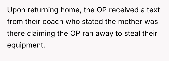 Upon returning home, the OP received a text from their...