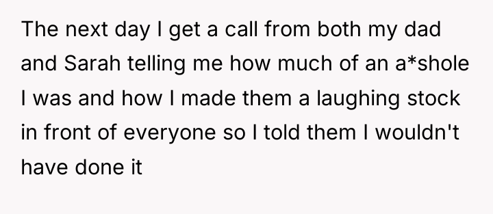 The next day I get a call from both my...