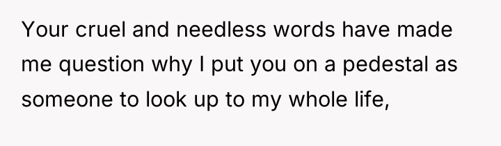Your cruel and needless words have made me question why...