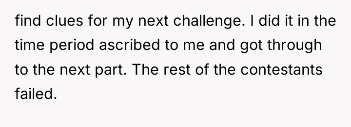 find clues for my next challenge. I did it in...