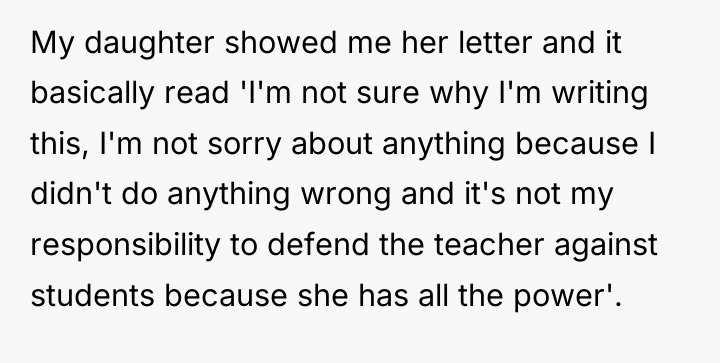 My daughter showed me her letter and it basically read...