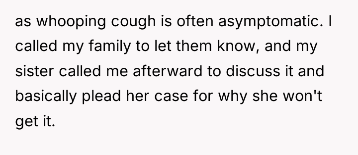 as whooping cough is often asymptomatic. I called my family...