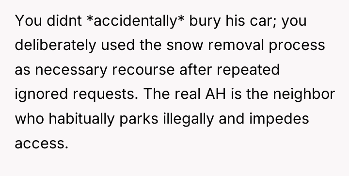 You didnt *accidentally* bury his car; you deliberately used the...