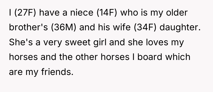 I (27F) have a niece (14F) who is my older...