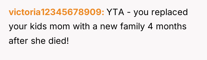 victoria12345678909 YTA - you replaced your kids mom with a...