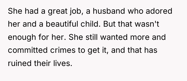 She had a great job, a husband who adored her...