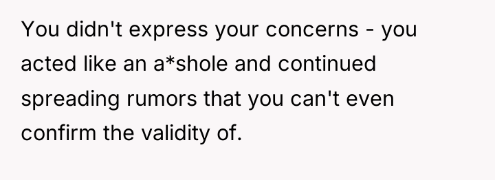 You didn't express your concerns - you acted like an...