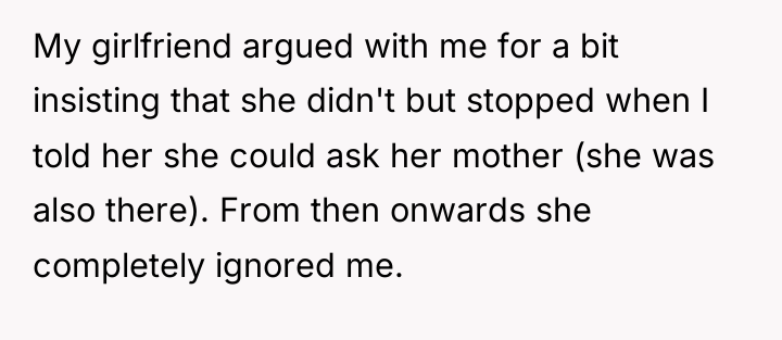 My girlfriend argued with me for a bit insisting that...