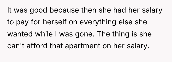 It was good because then she had her salary to...