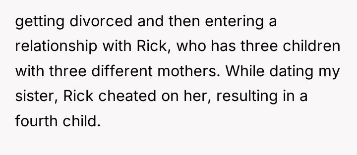 getting divorced and then entering a relationship with Rick, who...