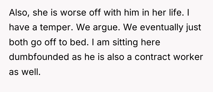 Also, she is worse off with him in her life....