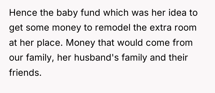 Hence the baby fund which was her idea to get...