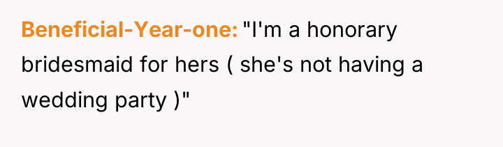 Beneficial-Year-one "I'm a honorary bridesmaid for hers ( she's not...