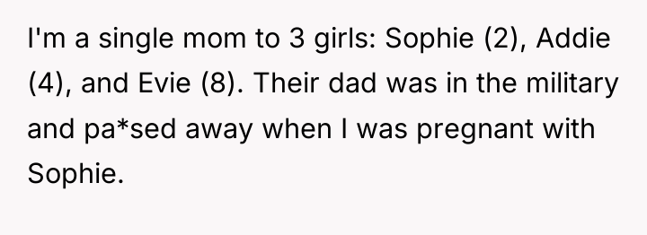 I'm a single mom to 3 girls: Sophie (2), Addie...