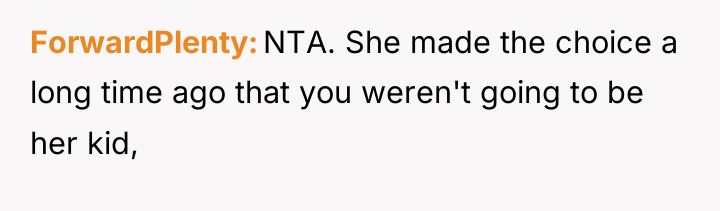 ForwardPlenty NTA. She made the choice a long time ago...