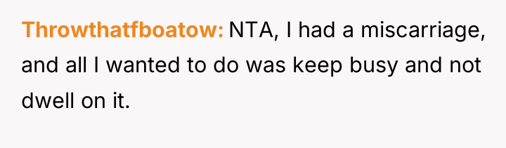 Throwthatfboatow NTA, I had a miscarriage, and all I wanted...