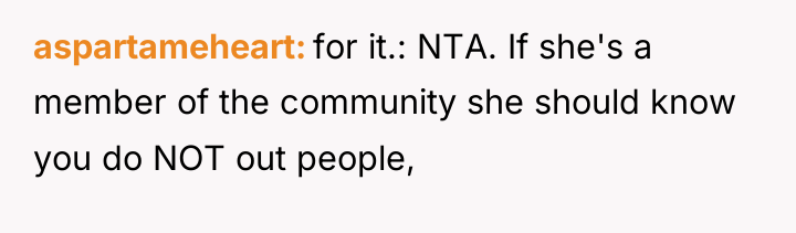 aspartameheart for it.: NTA. If she's a member of the...