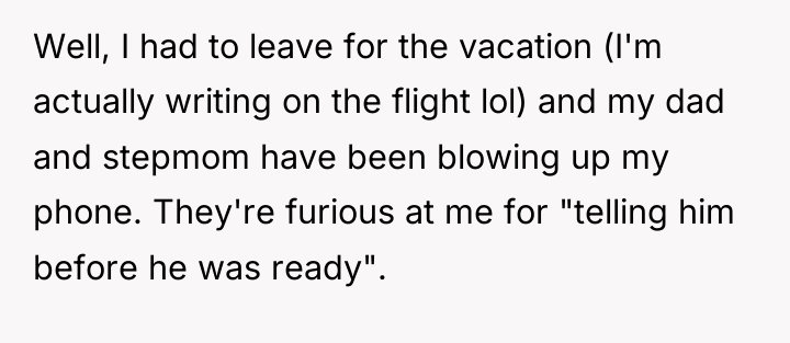 Well, I had to leave for the vacation (I'm actually...