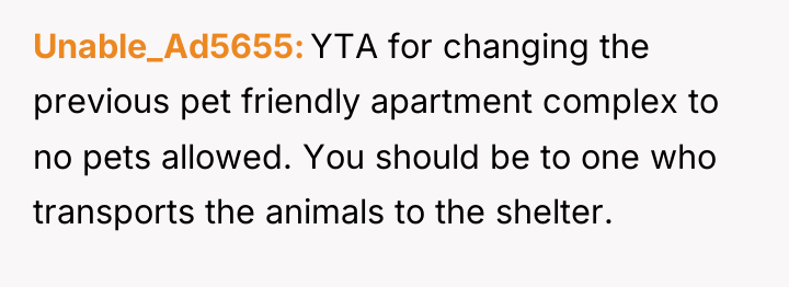 Unable_Ad5655 YTA for changing the previous pet friendly apartment complex...