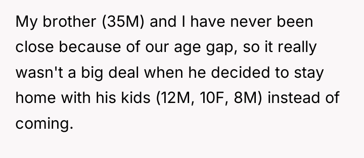 My brother (35M) and I have never been close because...