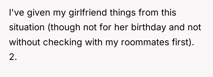 I've given my girlfriend things from this situation (though not...