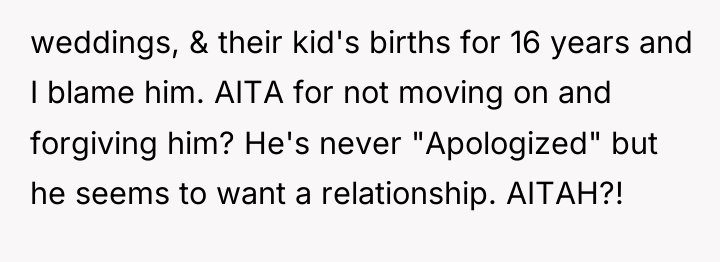 weddings, & their kid's births for 16 years and I...