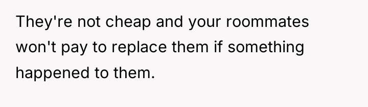 They're not cheap and your roommates won't pay to replace...