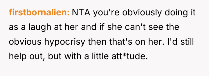 firstbornalien NTA you're obviously doing it as a laugh at...