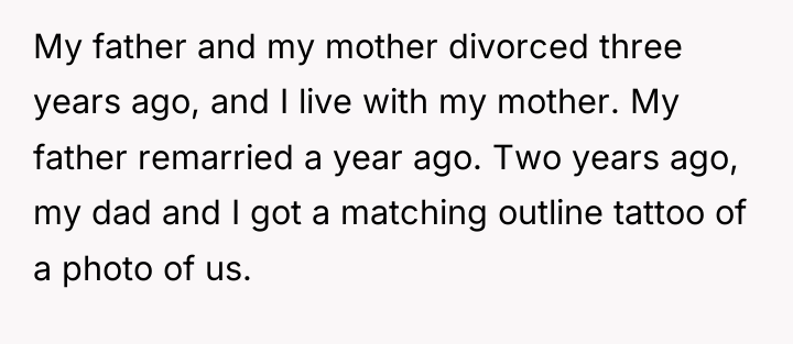 My father and my mother divorced three years ago, and...