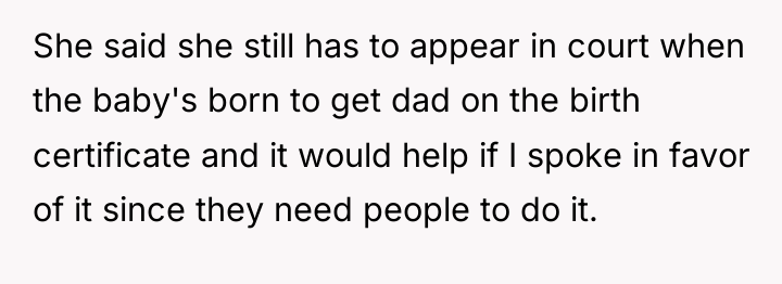 She said she still has to appear in court when...