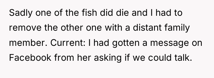 Sadly one of the fish did die and I had...