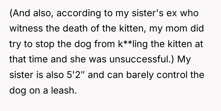 (And also, according to my sister's ex who witness the...