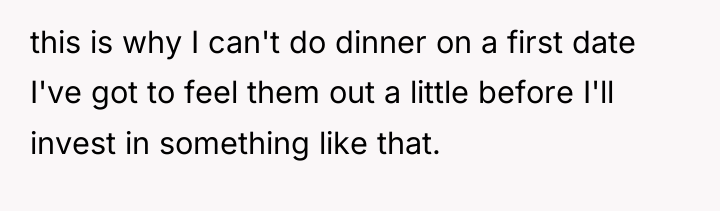 this is why I can't do dinner on a first...
