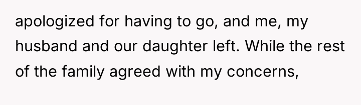 apologized for having to go, and me, my husband and...