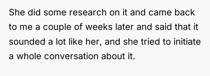 She did some research on it and came back to...