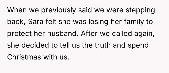 When we previously said we were stepping back, Sara felt...
