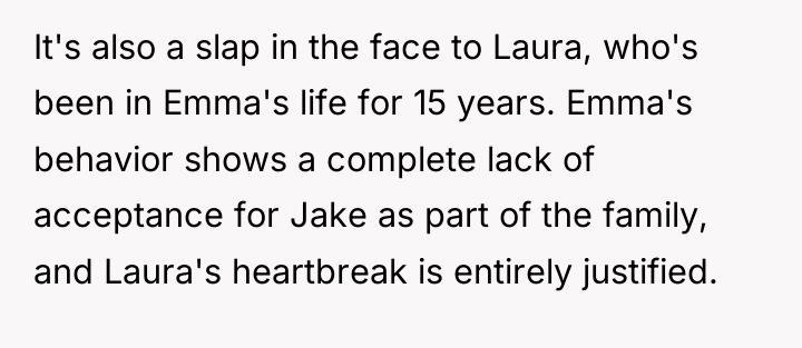 It's also a slap in the face to Laura, who's...