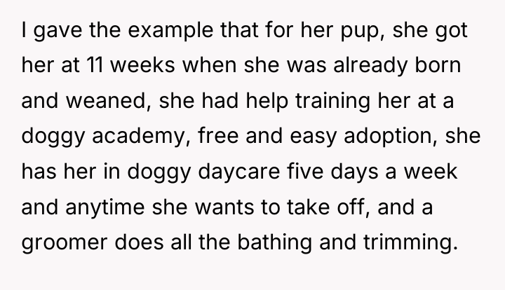 I gave the example that for her pup, she got...
