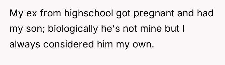 My ex from highschool got pregnant and had my son;...