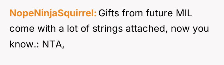 NopeNinjaSquirrel Gifts from future MIL come with a lot of...