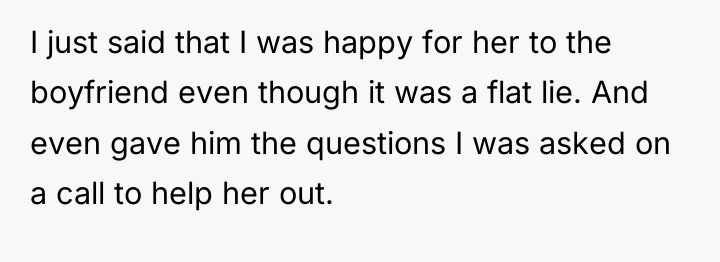I just said that I was happy for her to...