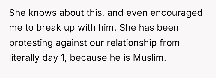 She knows about this, and even encouraged me to break...