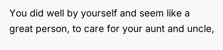 You did well by yourself and seem like a great...