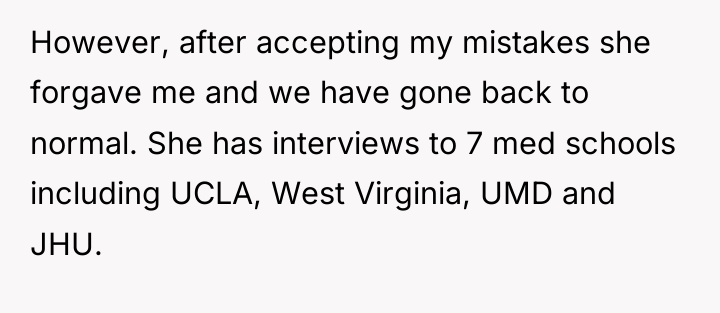 However, after accepting my mistakes she forgave me and we...