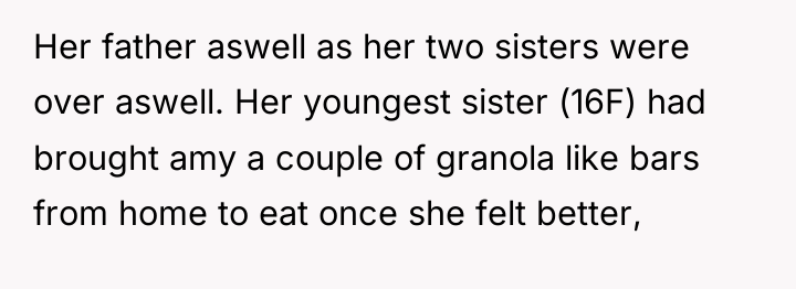 Her father aswell as her two sisters were over aswell....