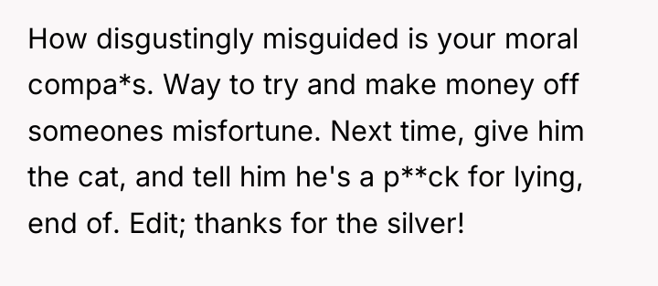 How disgustingly misguided is your moral compa*s. Way to try...