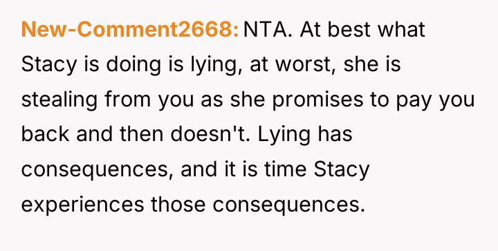 New-Comment2668 NTA. At best what Stacy is doing is lying,...